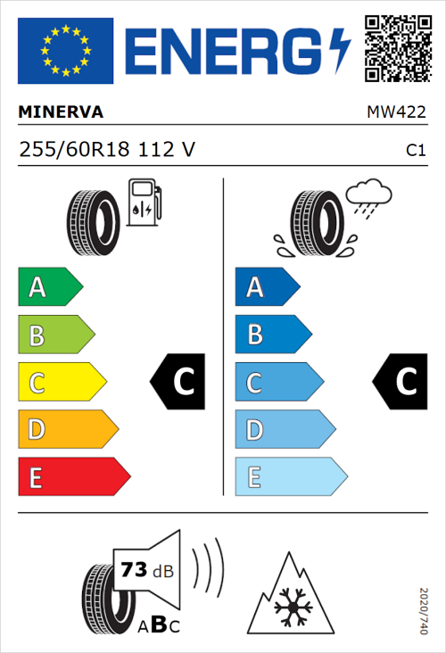 Tyre Label for Minerva Frostrack HP 255/60R18 112V